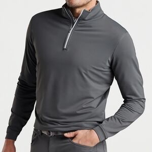 Peter Millar Pullover Mens Large Gray Iron Crown Sport 1/4 Zip ME0EK40